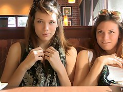 Nasty girls Raylene and Romi flash their butts in reality clip